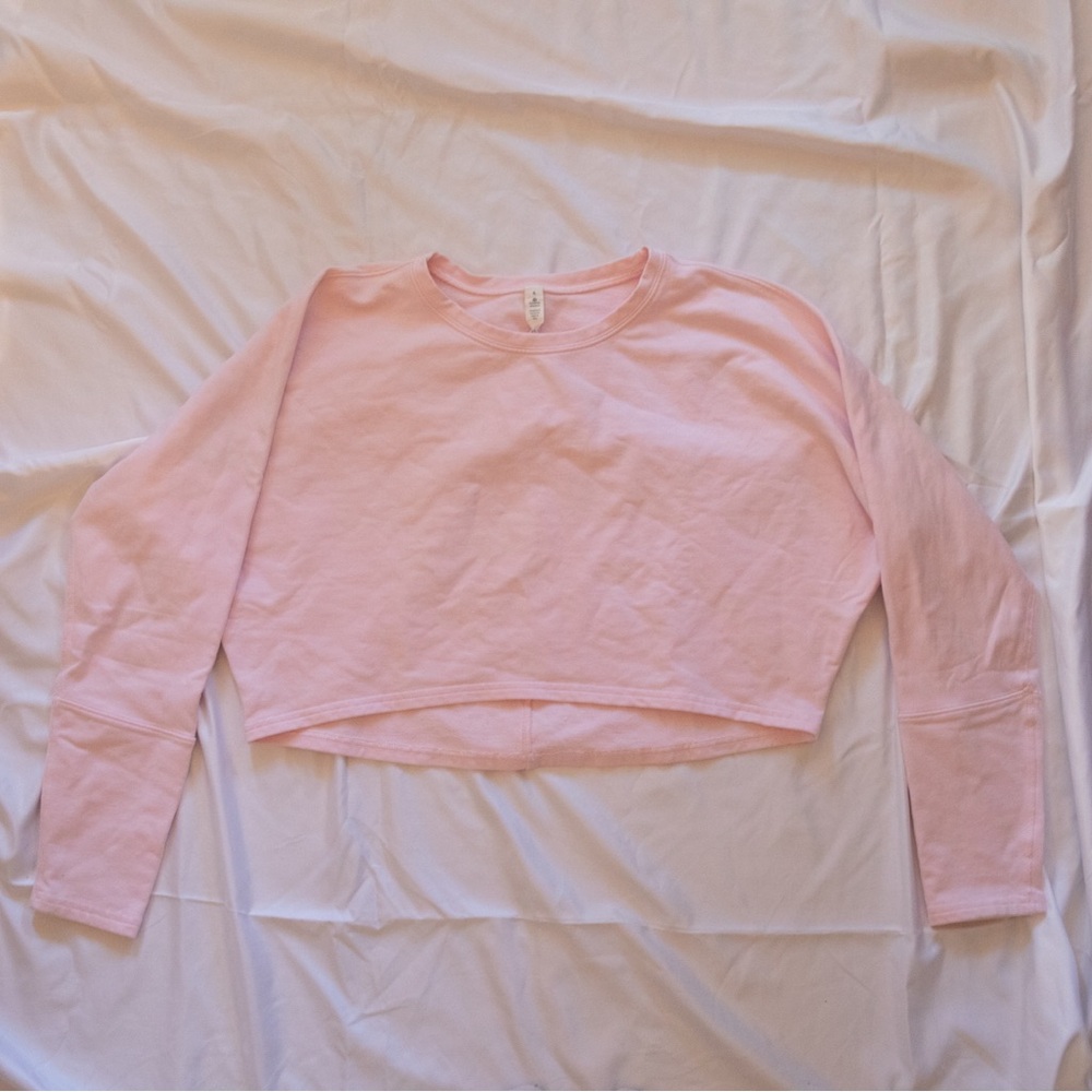 Lululemon Pink Cropped Crew Neck Long Sleeve